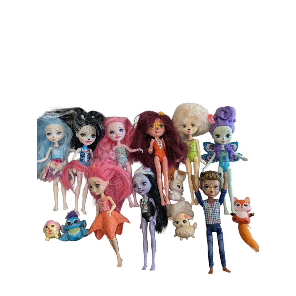 Enchantimals 10 Dolls + 5 Pets Preowned Mattel See Description